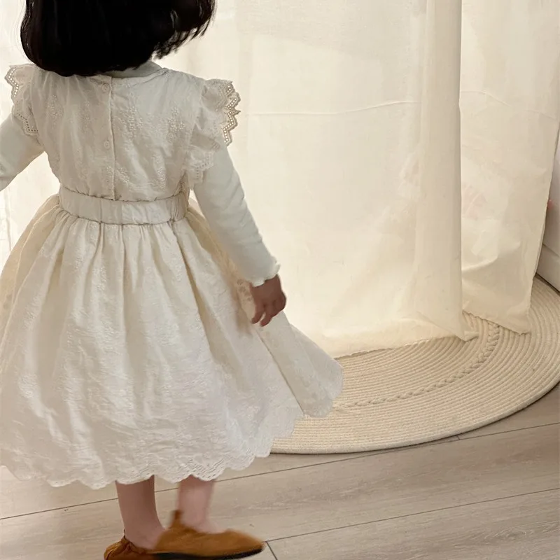 

2025Spring New Children's Full Embroidery Lace Dress Children's Elegant Sleeveless Cotton Dress