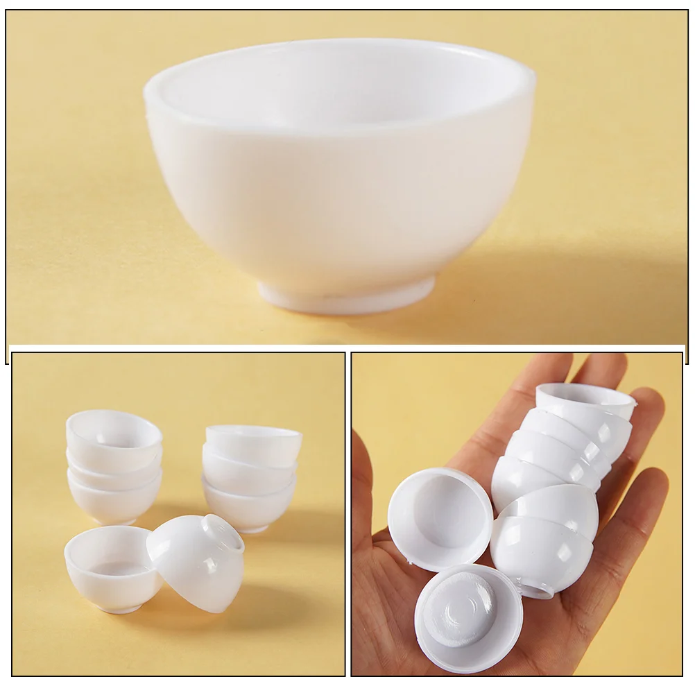 18 Pcs Small House Miniature Food and Play Dollhouse Bowls Kitchen Pretend Toys Baby Dish White Dolls