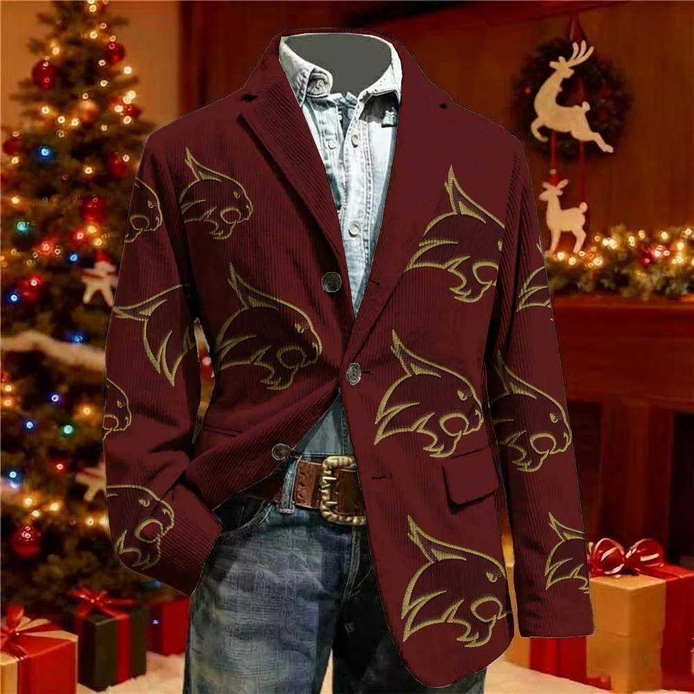 

Men's Vintage Print Casual Suit Spring Autumn Seasonal Fashion Westwear Single-breasted corduroy jacket