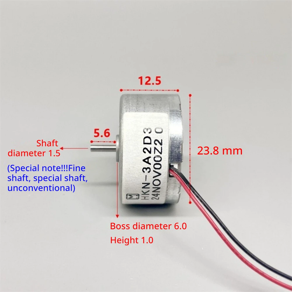 Small DC Motor Precious Metal Brush 3-6V Mini Electric Motor PH2.0-2P Wire 1.5mm Shaft Small Motor for Old Household Appliances