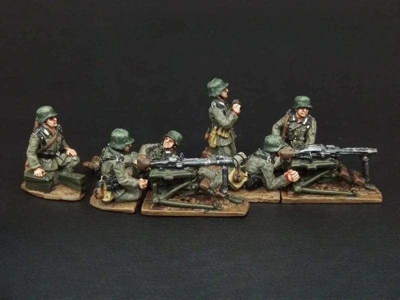 1/72 Maßstab Druckguss-Harz-Figurenmodellbausatz Maschinengewehr mit Schussfunktion 6 Figuren Unbemalt