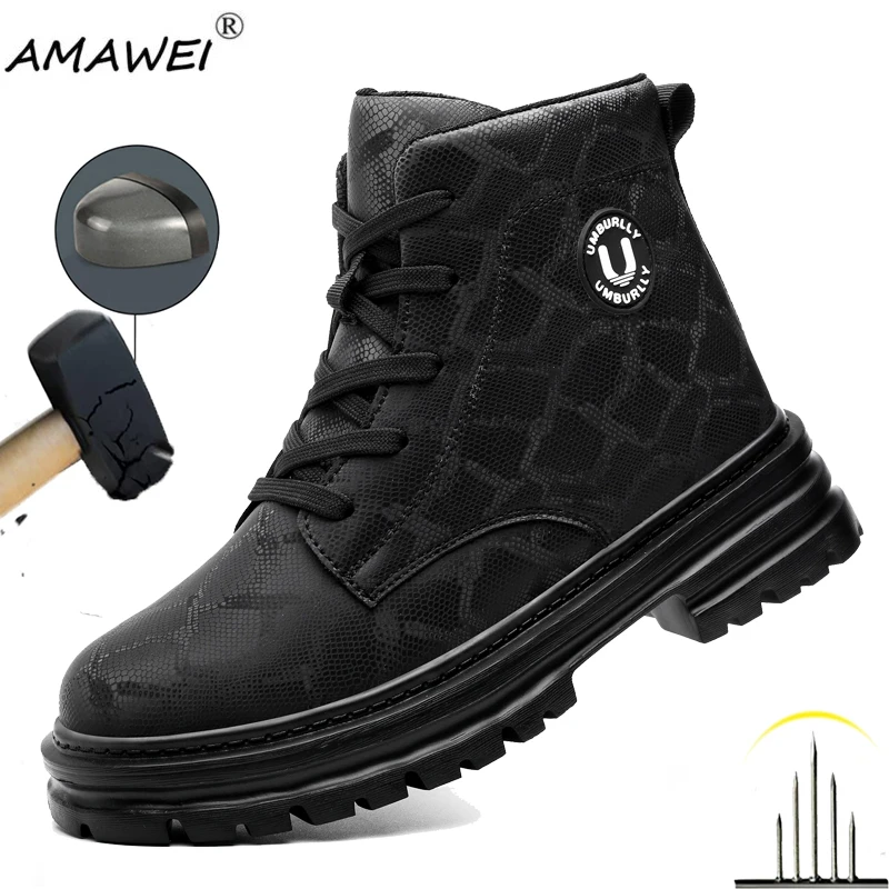 Botas de trabajo, zapatos de seguridad para mujer, zapatos impermeables indestructibles con punta de acero, zapatos de protección a prueba de pinchazos, botas de trabajo cómodas ﻿