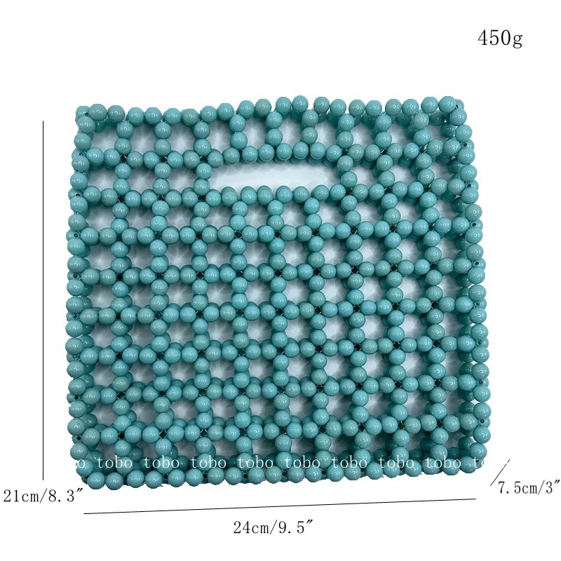 Retro z wyciętymi ręcznie koralikami przezroczystymi torbami dla kobiet uniwersalna torebka o dużej pojemności zielona ręcznie torebki z galaretką