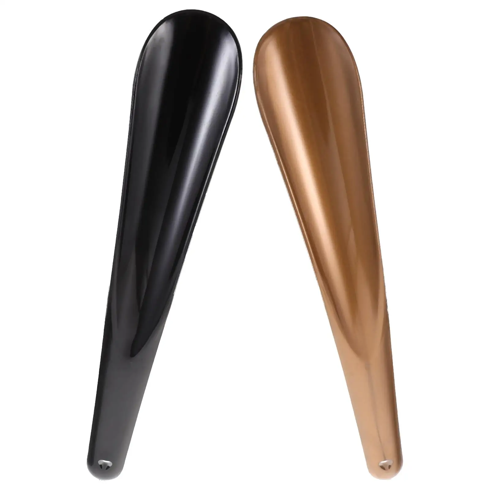 2pcs Plastic Shoehorns Shoe Horns Wearing Helpers Adjustable Practical Black Tools Easy Storage Perforated Design Smooth