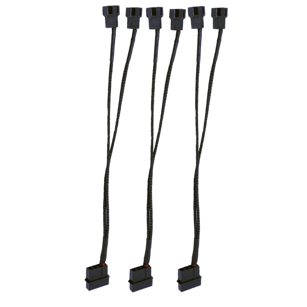 

3Pcs Fan Splitter Cable Black Bundle Pwm Motherboard Pc Fan Extention Cable Temperature Control Connector