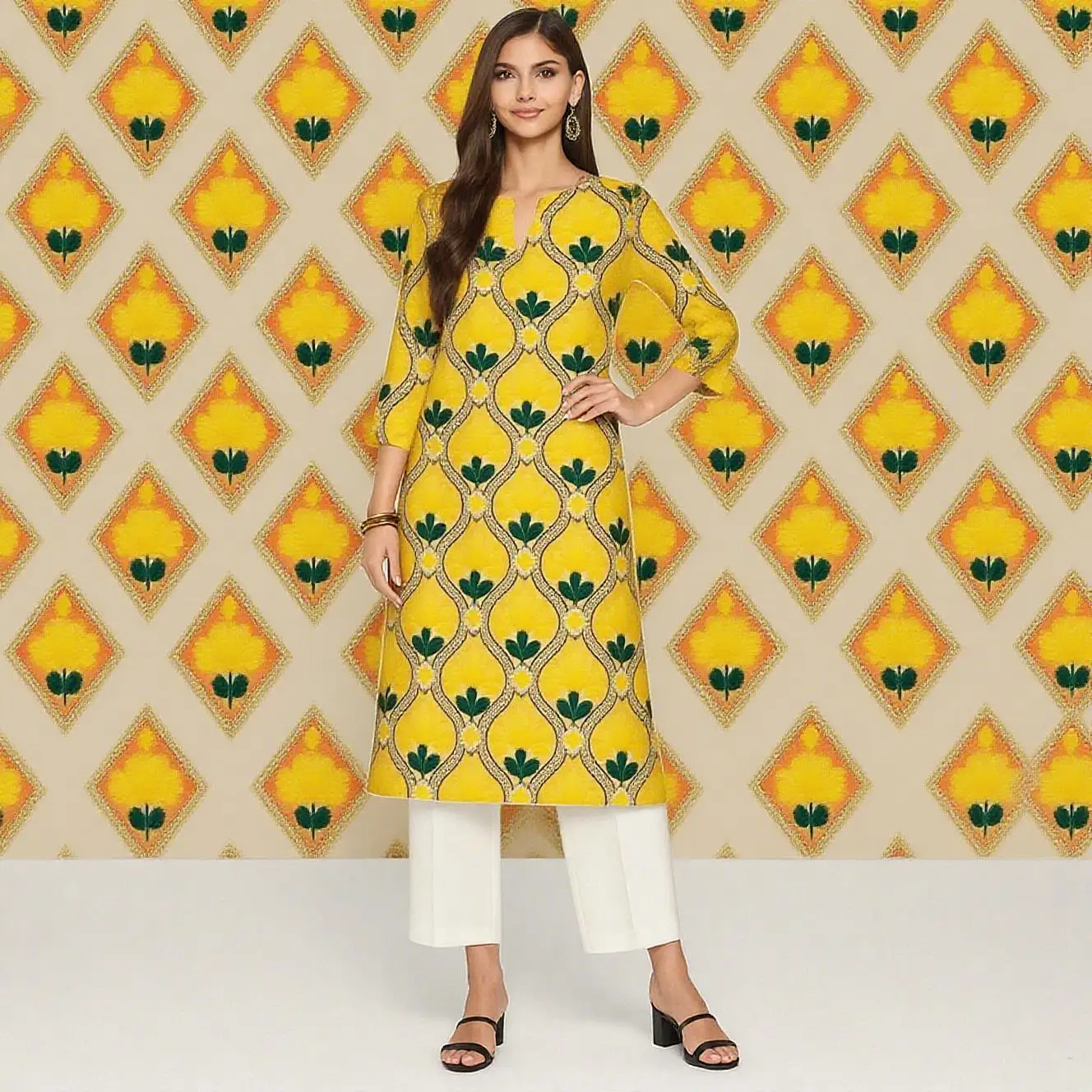 Muslim Women's Casual Fashionable And Comfortable Kurt Dress Straight Tube Casual Ethnic Round Neck Marokkanische Kleider Kaftan