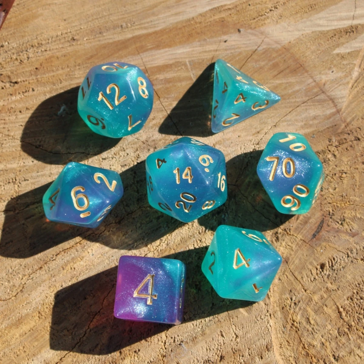 Juego de dados de aguas del océano para DND, mazmorras y dragones, juegos de mesa D & D, RPG, juego de rol de mesa, 7 unidades