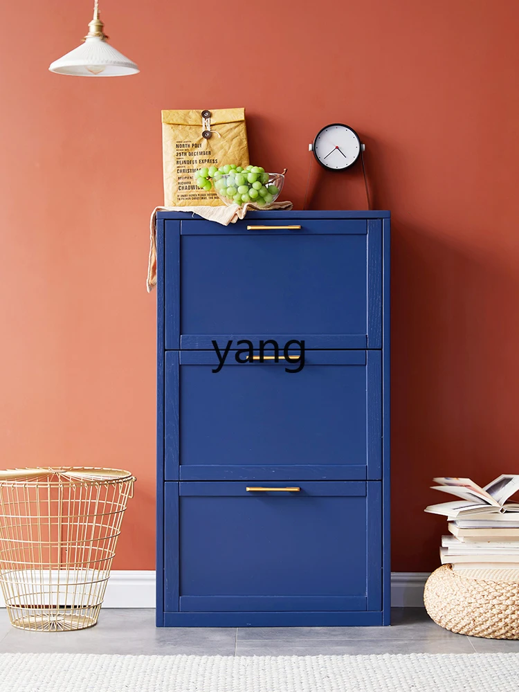 Yhl Thin Entry Entrance Cabinet Solid Wood Ultra-Thin Shoe Cabinet Home Doorway against the Wall