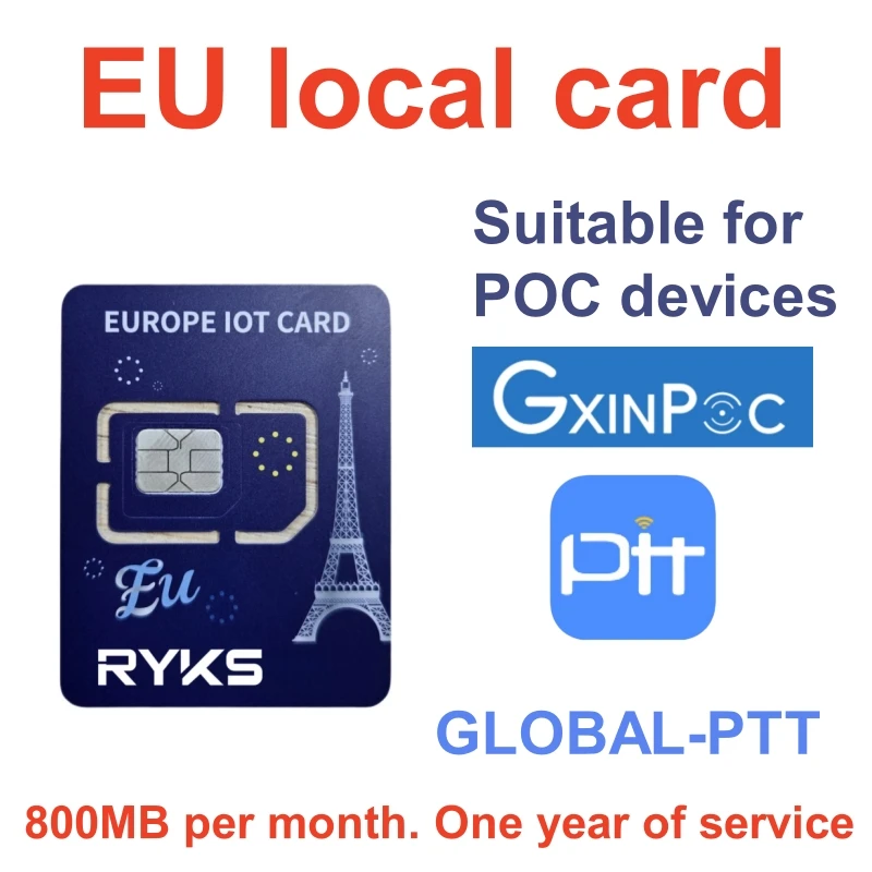 

4G GPS трекер SIM-карта Европа Poc Walkie Talkie 5000 км любительское радио роуминг данных 9,6 ГБ = 9600 МБ Iot Device Collar 365 Days Service