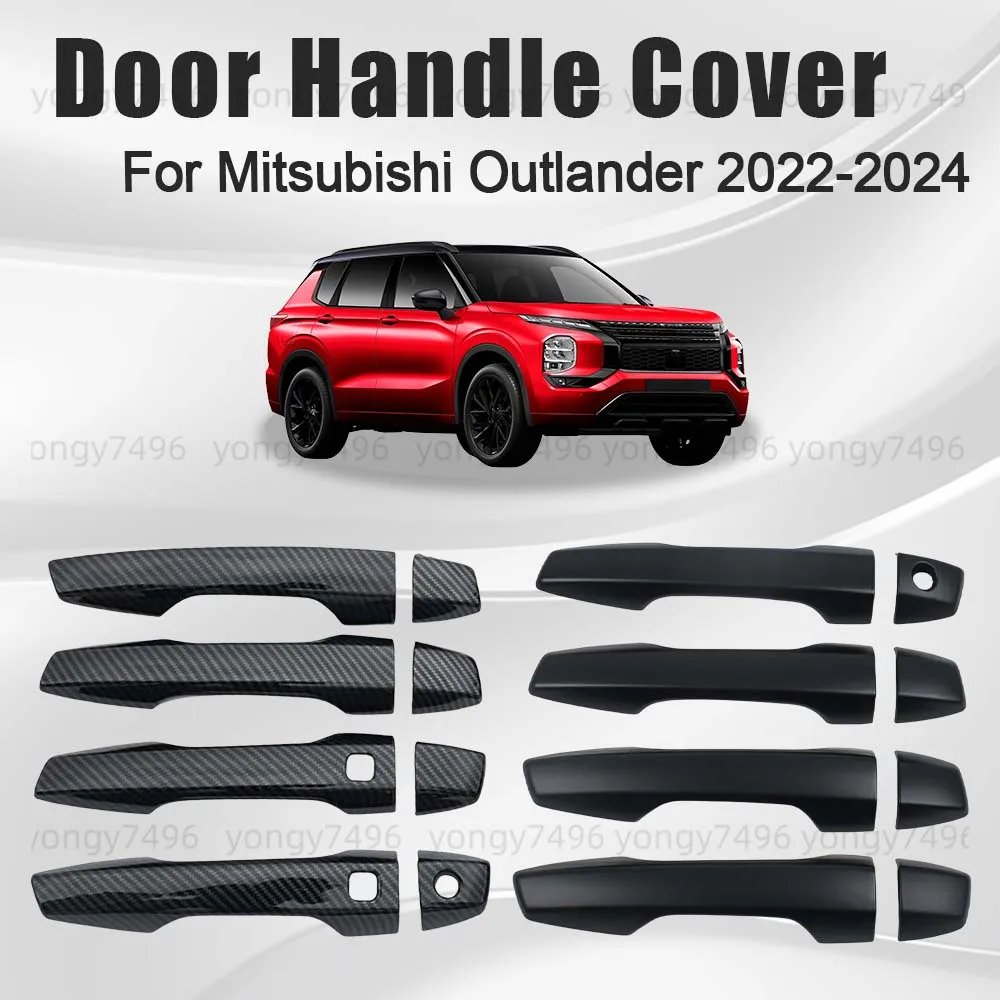 

Обновленная крышка дверной ручки автомобиля для Mitsubishi Outlander 2022 2023 2024, глянцевый черный, хромированный, серебристый, умные отверстия из углеродного волокна