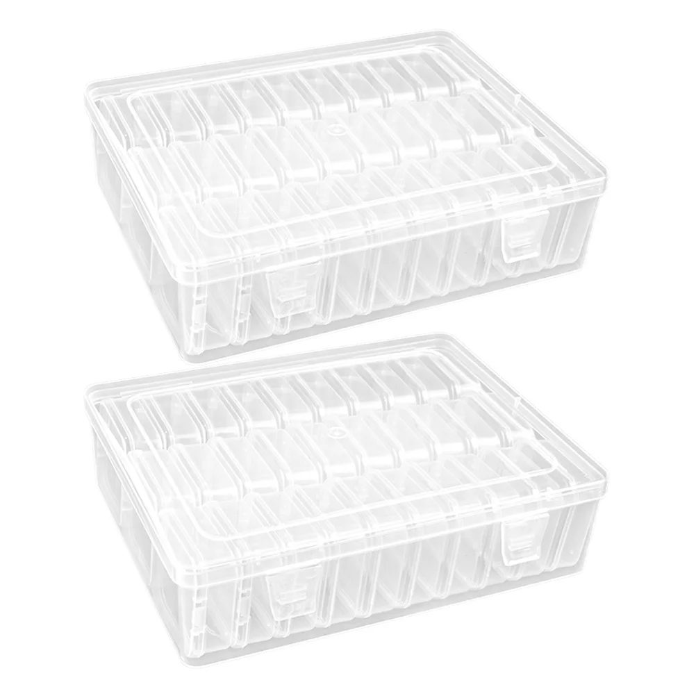 

2Sets Clear Plastic Small Parts Storage Box Durable Organizer Containers for Beads Jewelry Crafts DIY Home Sundries Storage