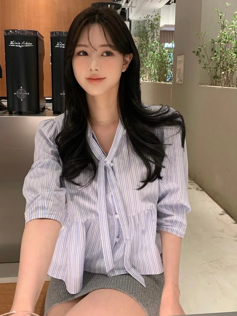 Chic Spring Anti-Aging Loose Fit Striped irt Women's Patchwork Belted Svel Floral  Casual Versatile Faionable