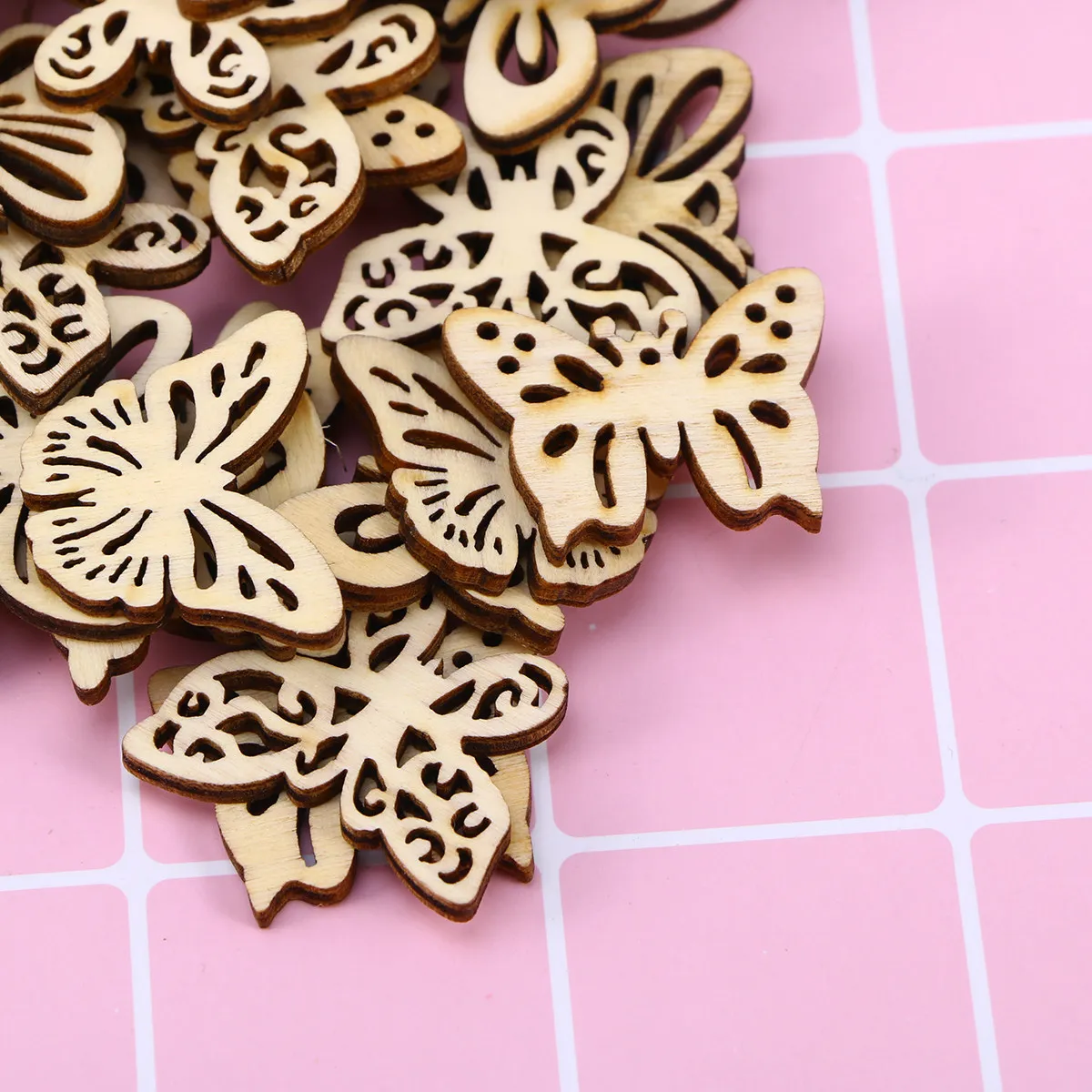 50Pcs Wooden Hollow Butterfly DIY Cutouts Smooth Surface Wood Pieces for Wedding Birthday Christmas Party Decoration