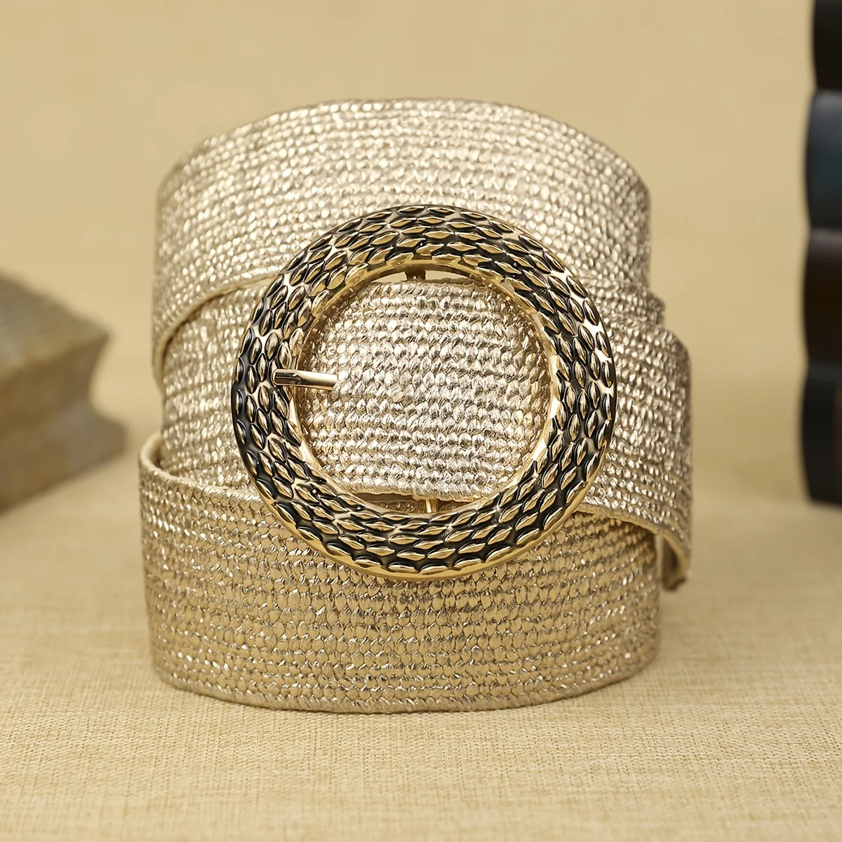 1 Piece Women's Golden Waistband Bohemian Style Belt Fashion Trendy Accessory Metal Buckle Essential for Shopping Outfits Daily