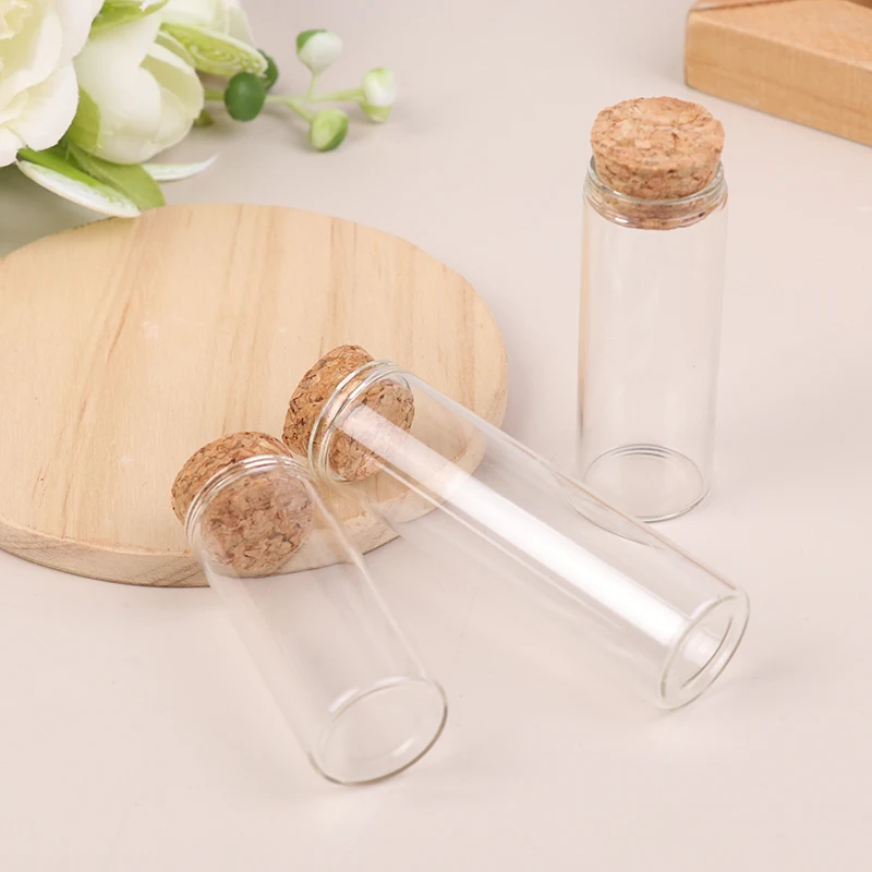 10PCS Glass Test Tube With Cork Stopper Message Bottles Jars Vials Gift Art DIY Crafts 5ml 8ml 10ml 12ml 15ml 20ml 25ml 30ml