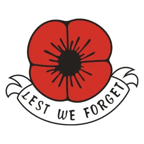 For Lest We Forget Remembrance Day Symbol Poppy Flower Sticker, Car, Window, Fridge