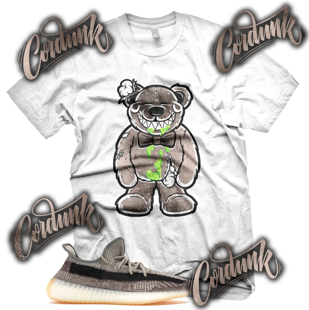 New White TATTERED TEDDY Sneaker T Shirt for YZ Boost Zyon V2