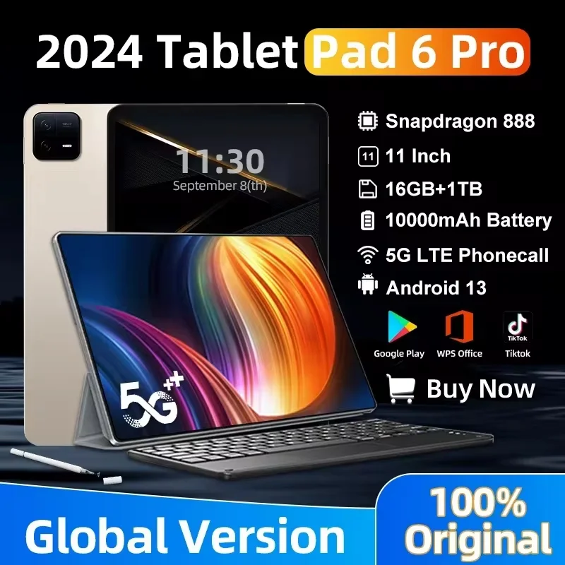 

2024 Originele Tablet Pad 6 Pro 11 Inch 16Gb 1Tb Globale Versie Tablet Android 13 Core Pad Tablet Pc Telefoon Dual Wifi GPS Pad