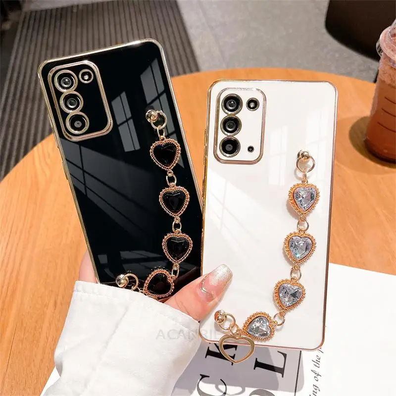 S 21 22 23 Luxury Chain Bracelet Case For Samsung Galaxy S20 Fe S21 S22 S23 Plus Ultra Plating Silicone Wrist Cover Note 20