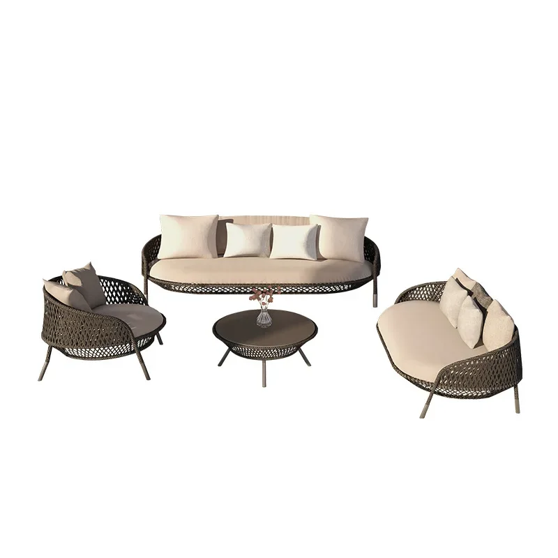 

Outdoor rattan sofa rattan chair coffee table combination courtyard garden terrace leisure furniture