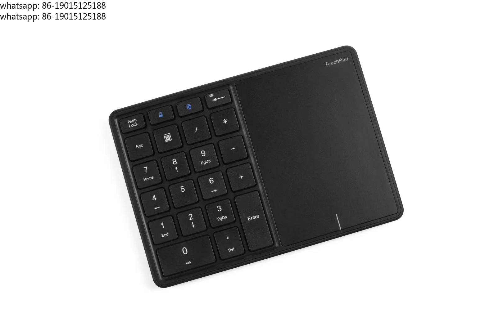 Slim Mini Size Keyboard USB Type C BT Wireless Rechargeable Numeric Keyboard with Touchpad and Numeric Keypad
