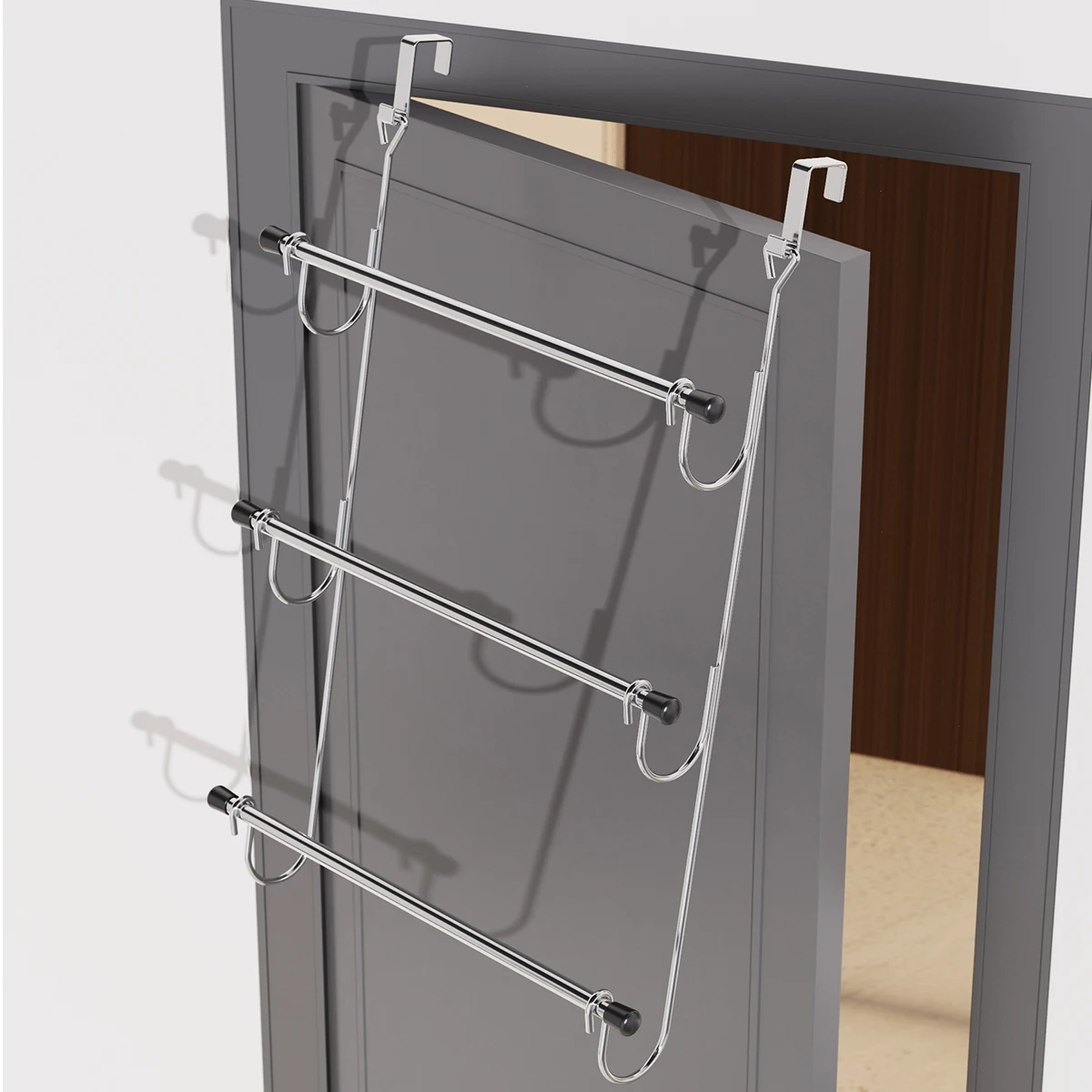 1 Pc Towel Rack Behind Bathroom Door Three-Layer Storage Rack  Non-Perforated Hook Towel Hanger