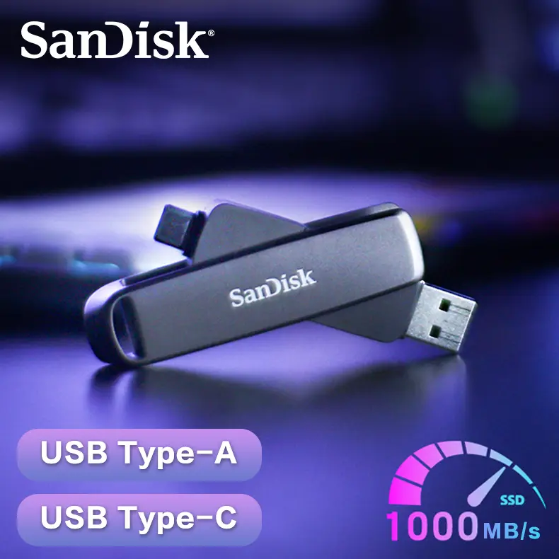 محرك أقراص فلاش مزدوج SanDisk Extreme PRO Type-A Type-C USB 3.2 بسعات 2 تيرابايت و 1 تيرابايت و 512 جيجابايت، محرك أقراص قلم عالي السعة لهواتف iPhone 15 و 16 والأجهزة اللوحية - 2
