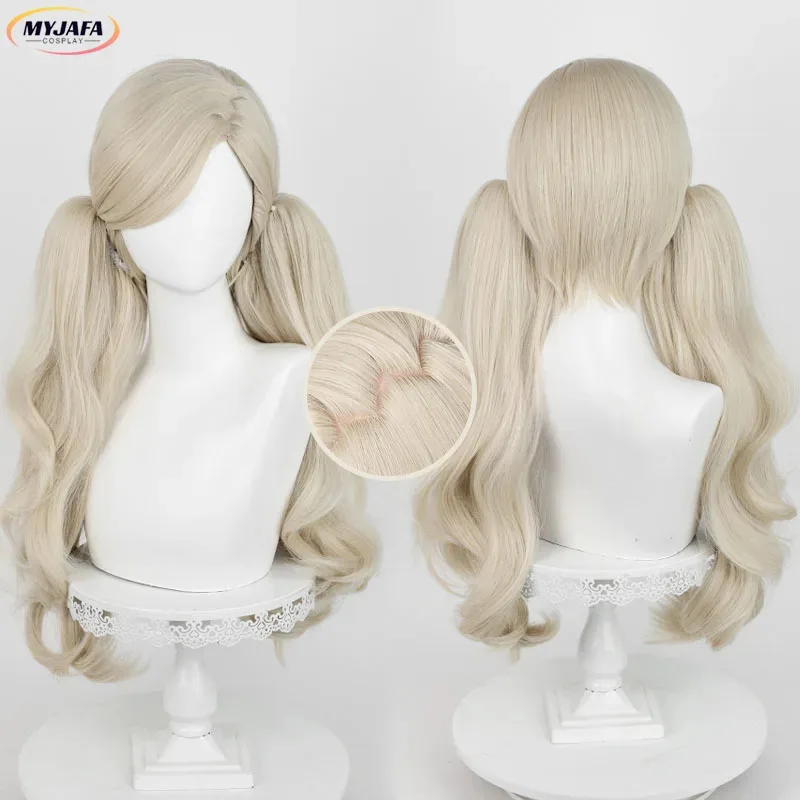 

Anime P5 Anne Takamaki Cosplay Wig Light Linen Golden With Double Ponytails Heat Resistant Anime Cosplay Costume Wig + Wig Cap
