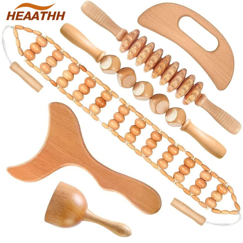 

Wood Therapy Massage Tools Wooden Massager Body Shaping Massage Tool Set, Relieving Muscle Pain Body Contouring Anti-Cellulite