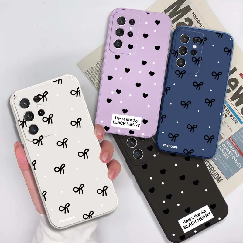Cartoon Bow Pattern Design For Samsung Galaxy S22 S21 S20 S10 S10E Plus Ultra Lite FE 5G Soft Phone case Cover