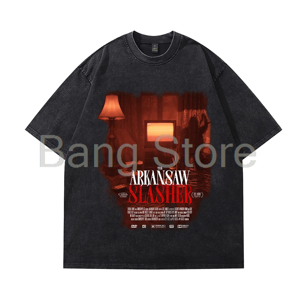 

Caseoh Merch Arkansaw Slasher Washed Cotton Tee Unisex T-shirt Crewneck Short Sleeve Tops