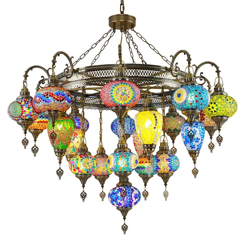

Turkish chandelier restaurant ethnic style chandelier specialty restaurant cafe hotel duplex retro handmade glass