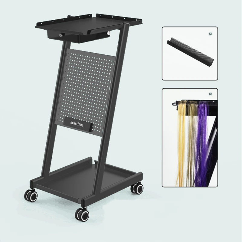 

Hair Salon Perm & Color Cart Barber Tool Cart Multi-Functional Pegboard Cart for Hair Salons