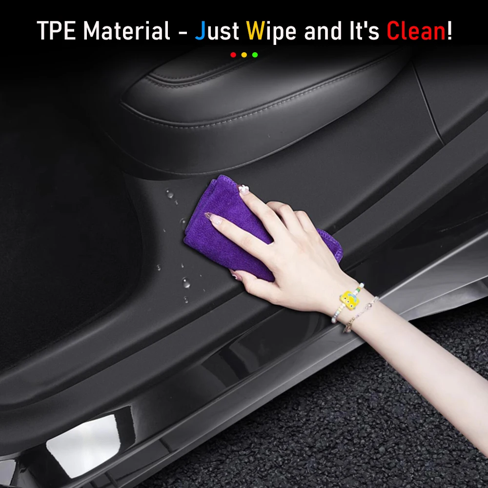 الجبهة الخلفية عتبة الباب الحرس ل تسلا نموذج Y Juniper 2025 + TPE الداخلية حامي غطاء لوحة الكسوة مكافحة القذرة الوفير ترحيب دواسة #6