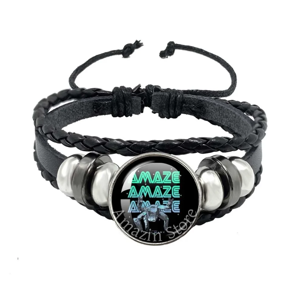 Hot Sales Ryan Gosling Project Hail Mary Laser Reflective Handmade Glass 18mm Leather Bracelet Decorations Bracelet Gifts TH007