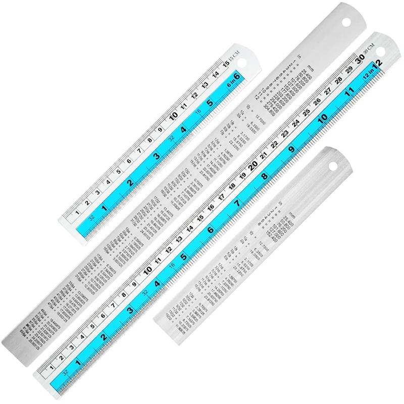 12+6 Inch Metal Ruler Set-Straight Edge Ruler Has Both Imperial And Metric Measurements, Perfect For DIY Projects