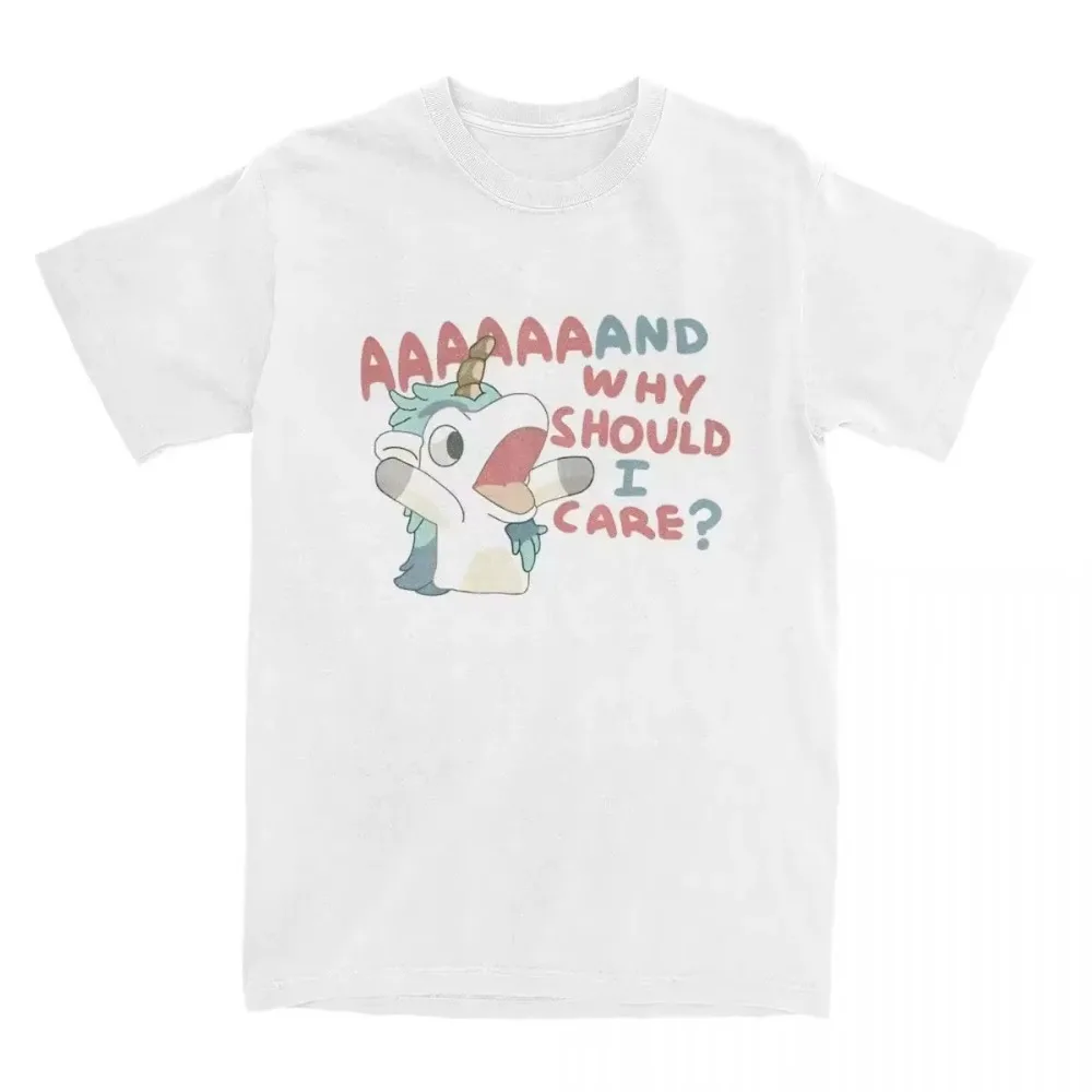 Men Women's T Shirt Why Should I Care Unicorse T-Shirts Harajuku Hot Anime Blueyed Beach Tees Pattern Cotton Tees Comfortable