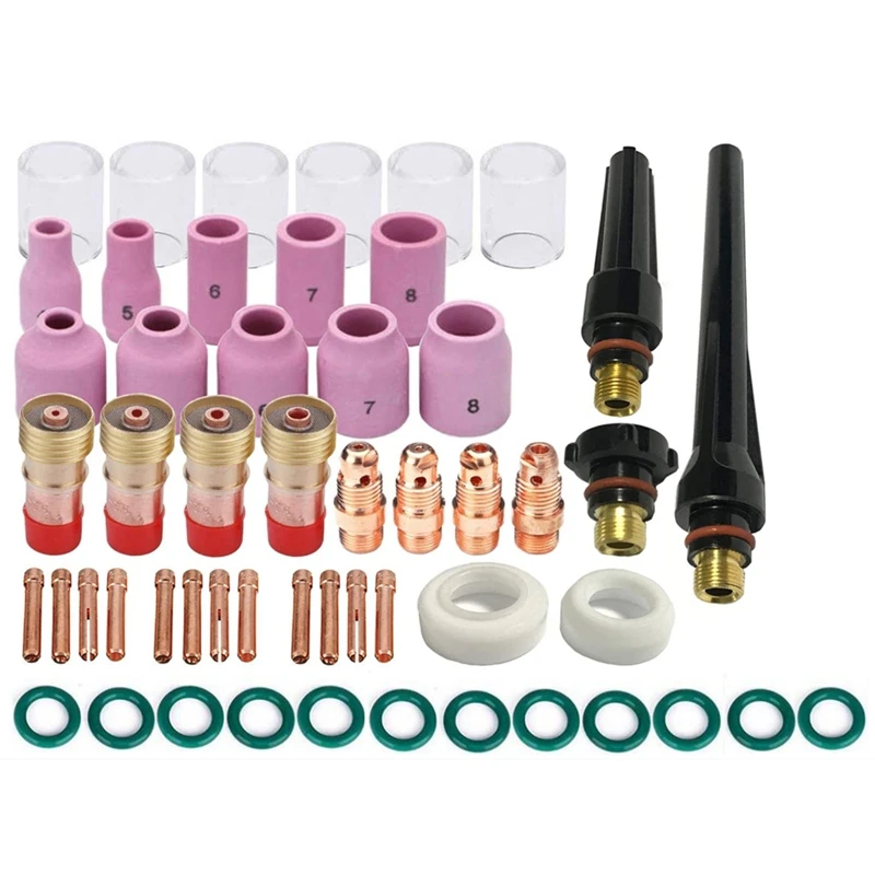 

53Pcs TIG Welding Torch Stubby Gas Lens 10 Glass Cup Kit Accessories For DB SR WP-17/18/26 TIG Welding Torch