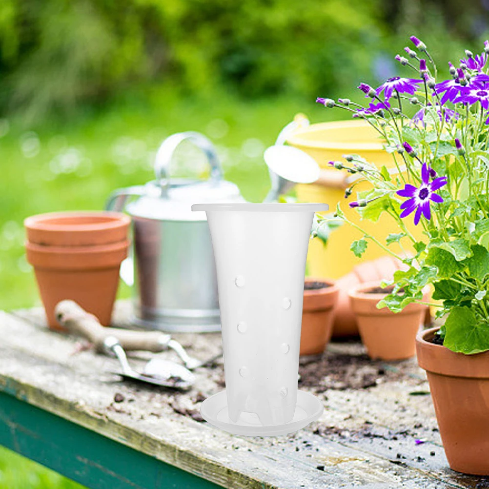 

4 set Plant Nursery Pots Set Breathable Plastic Flower Pot Saucer For Indoor Garden Succulents Clear Orchid Planter Container