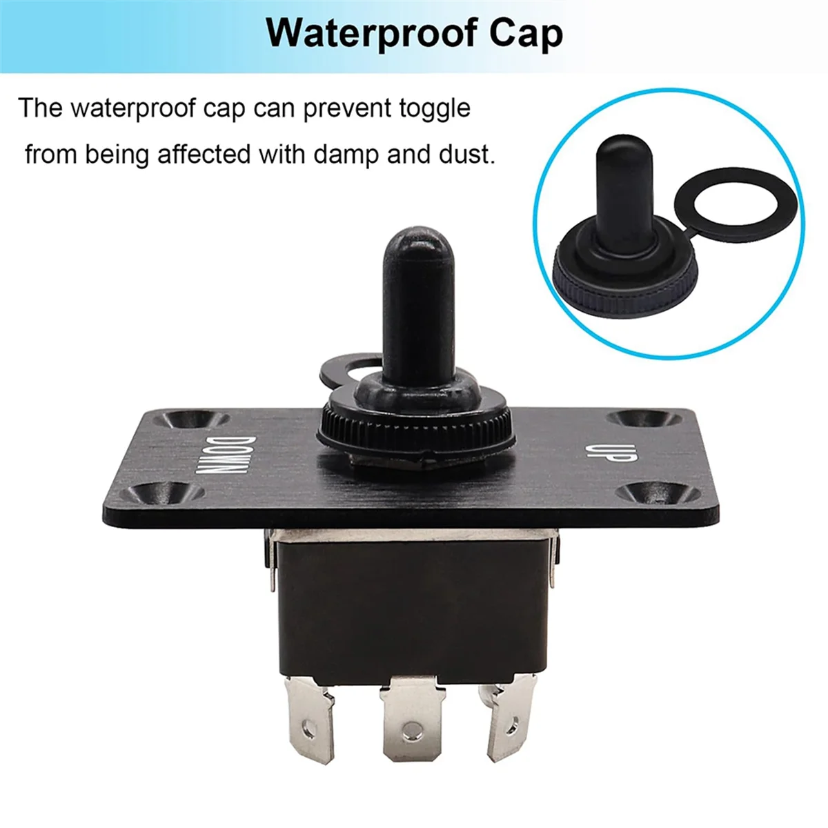 N84R Rocker Toggle Switches Momentary 6 Pin 3 Position (ON)-Off-(ON)UP/Down Polarity Reverse Switch with Panel,Wires and Cap