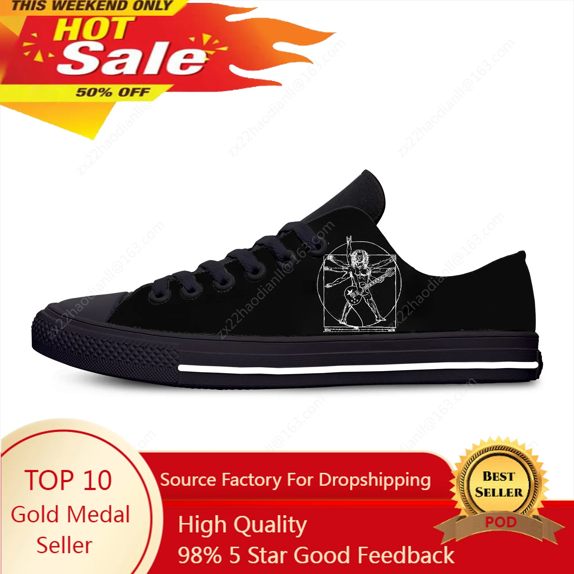 

Da Vinci Guitar Rock Band Low Top Sneaker Men Women Teenager Canvas High Quality Sneaker Casual Custom Made Shoes Custom Shoes