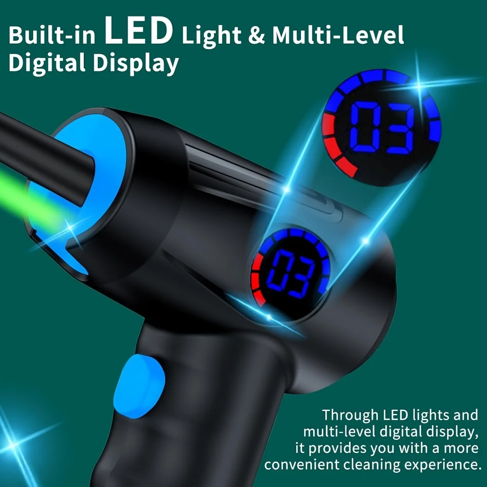 مسدس رش ضغط الهواء الكهربائي اللاسلكي متعدد الوظائف مع شاشة عرض كبيرة 4 سرعات لإزالة الغبار وضخ الهواء #6