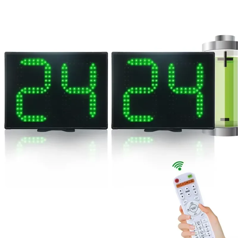 2pcs Kit Rechargeable Portable Editable 0-99 Seconds Countdown Time LED Digital 12/14s 24s Basketball Shot Clock with Remote