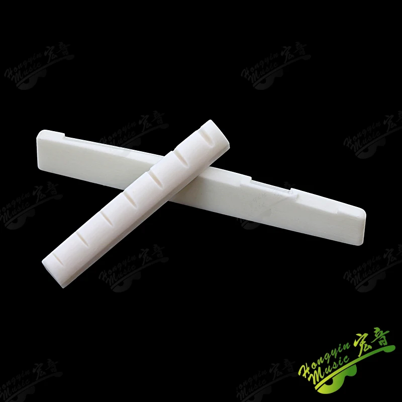 HUATOOL Sattel aus Ochsenknochen für klassische Gitarre, 52 mm x 6 mm x 9 mm, 80 x 10 x 3 mm, aus echtem Ochsenknochen, Saitenhalter – Detail 4