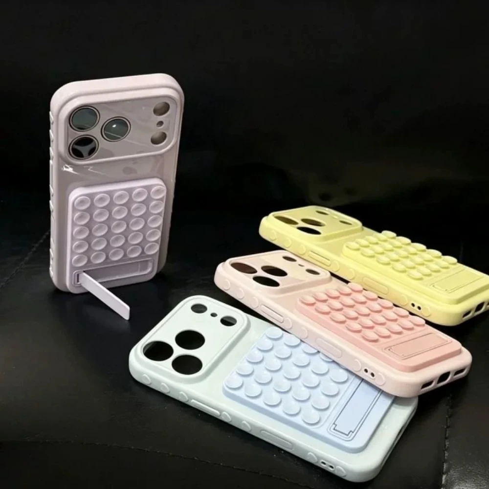 Creativity Sucker Fold Bracket Shockproof Phone Case For iPhone 17 16 15 14 13 12 11 Pro Max Suction Cup Large Window Cover