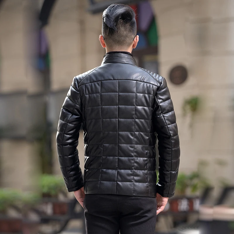 Detachable Mink Collar Sheepskin Down Jacket Man Winter Fashion Warm Genuine Leather Puffer Jacket Men Real Leather Natural New