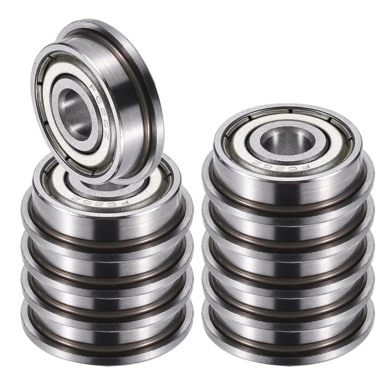 F626ZZ 6x19x6mm Double Metal Shield Single Row Flanged Ball Bearings Deep Groove Ball Bearings Silver Tone - Pack of 10