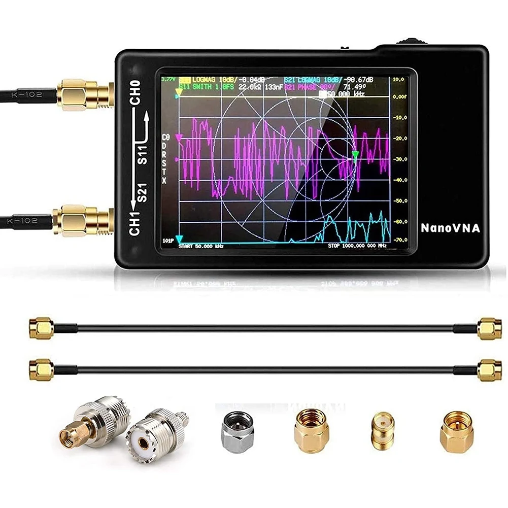 

NanoVNA-H REV3.4 Vector Network Analyzer,10KHz -1.5GHz HF VHF UHF Antenna Analyzer Portable VNA with SMA Adapter