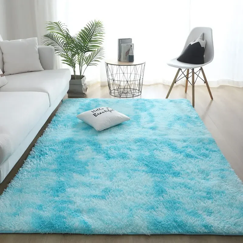 Alfombra de seda antideslizante para sala de estar, alfombrilla de pie para sofá nórdico, alfombrilla de felpa de viento simple, teñido anudado para el cabello, hogar, dormitorio, cabecera