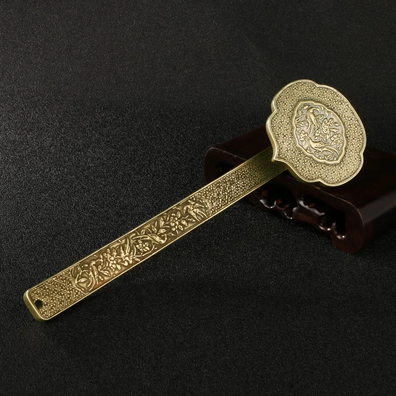 Solid Brass Ruyi Ornament Copper Sculpture Treasure Bowl For Exhibition Hall Study Office Decoration